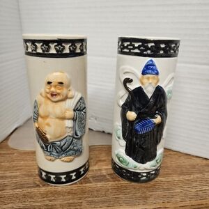 Vintage Pair of Orchids of Hawaii Ceramic Tiki Mugs